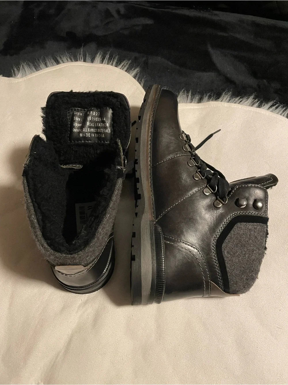 Brand new Real Leather Reserved Footwear New York Men's Black Lace-Up Boots